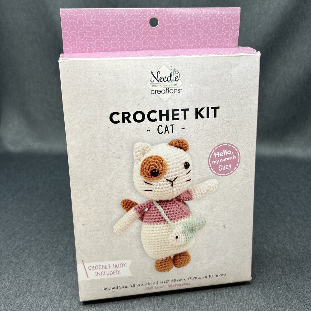 Needle Creations Crochet Kit CAT Amigurumi Hook Included New Open Box Plush Toy